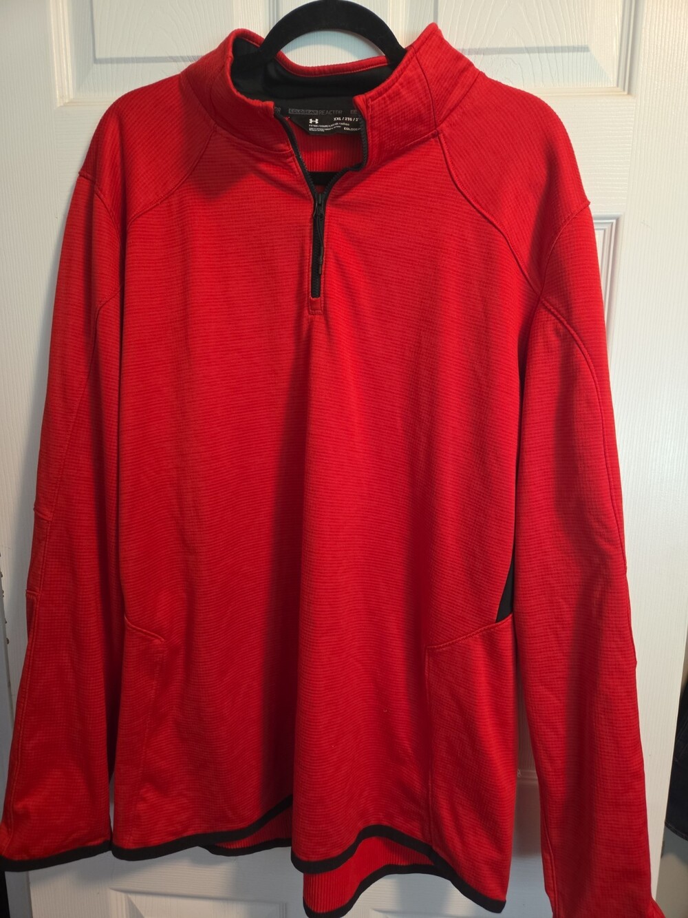 Under Armour ColdGear Reactor Quarter Zip Pullover Red Black 2XL - Used